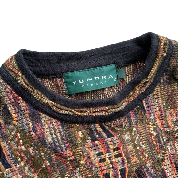 90s Coogi Style Tundra Abstract 3D Knit Mens Large - Picture 7 of 11